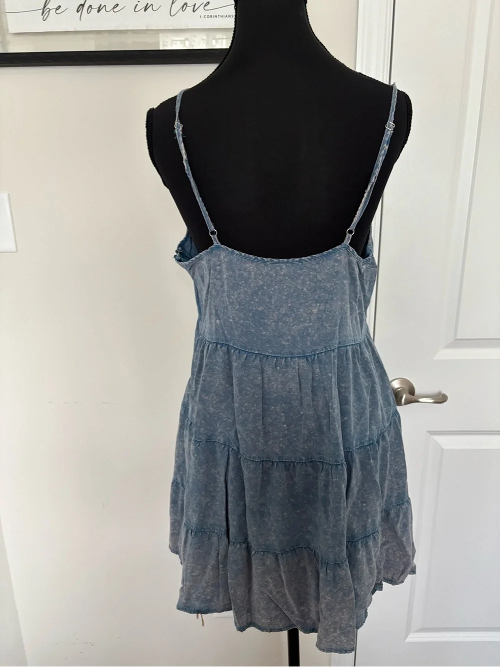 Altar'd State Dusty Blue Speckled Mini Dress - Picture 2 of 6